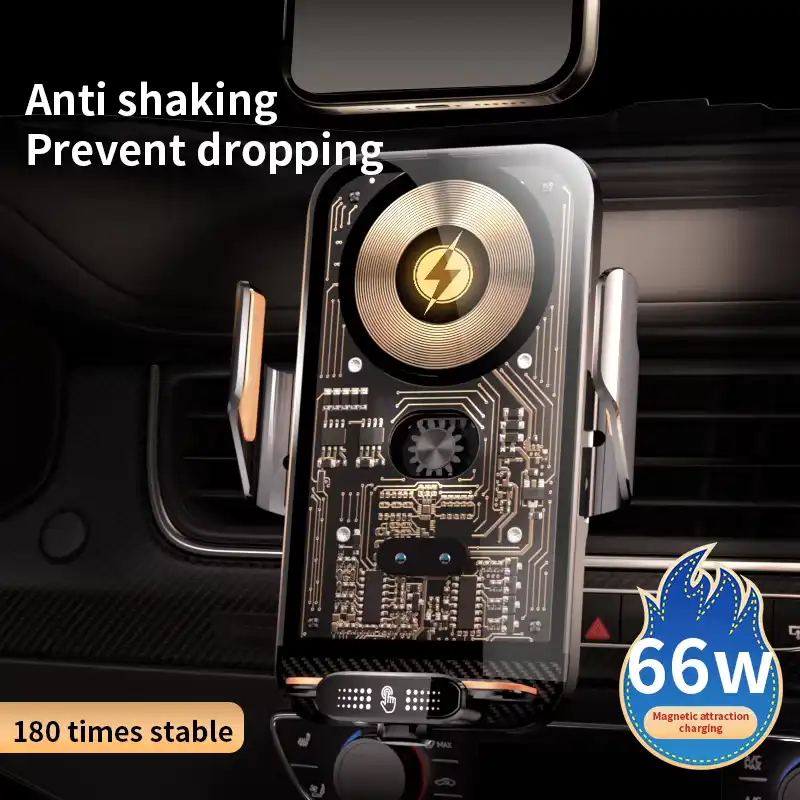 Car Phone Holder 66W Wireless Charger Mobile Phone Holder Intelligent Infrared Air Vent Clip for iPhone Samsung