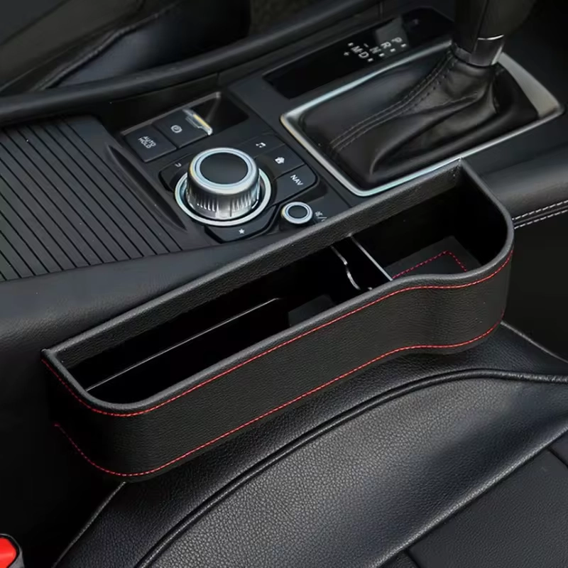 1PC Car Seat Gap Pocket PU Leather Seat Gap Storage Box Universal Automatic Seats Slot Box